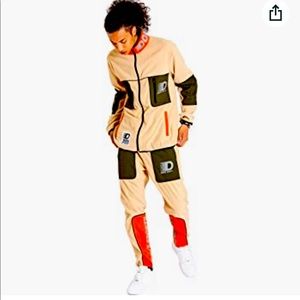 Mens (2) piece velour athletic suit by Dope Intn’l Sports; sz 2X jacket/pants 1X